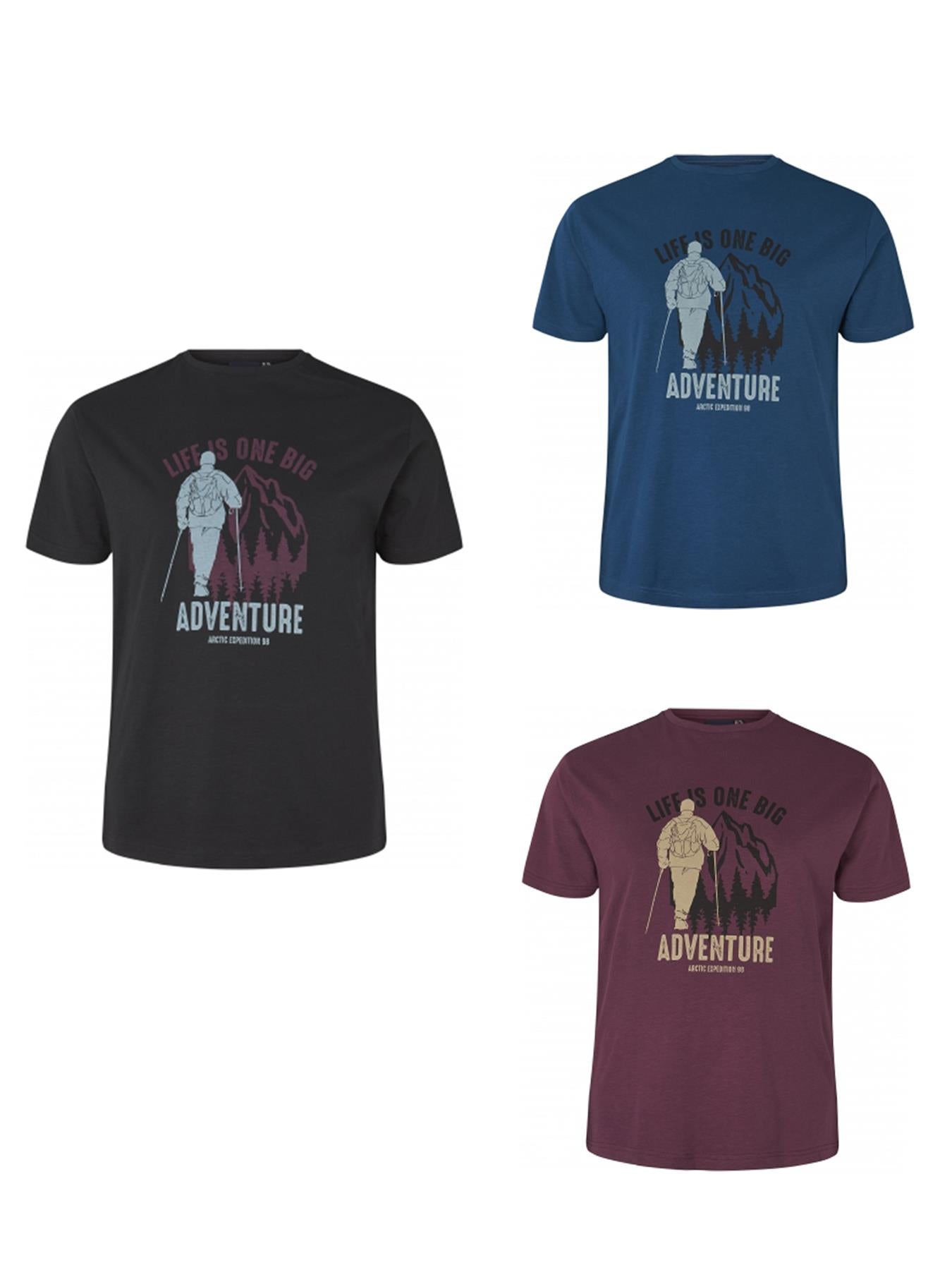 North564 Mens Big And Tall Size Printed Printed Crew Tee 3 Colours in EU Size