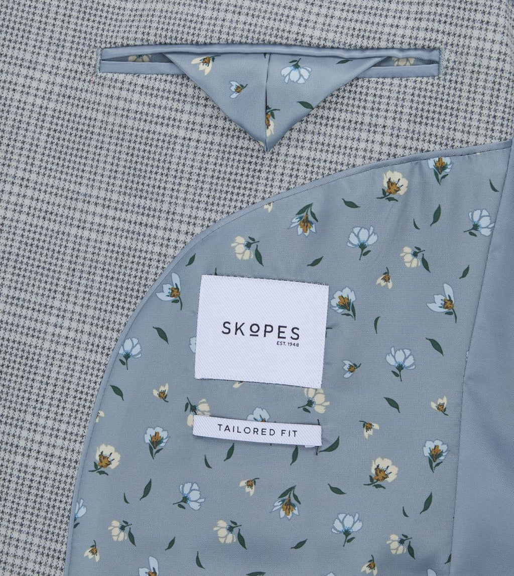 Skopes Aspen Tailored Fit Jacket For Men in Blue Check Puppytooth, 36S-62L