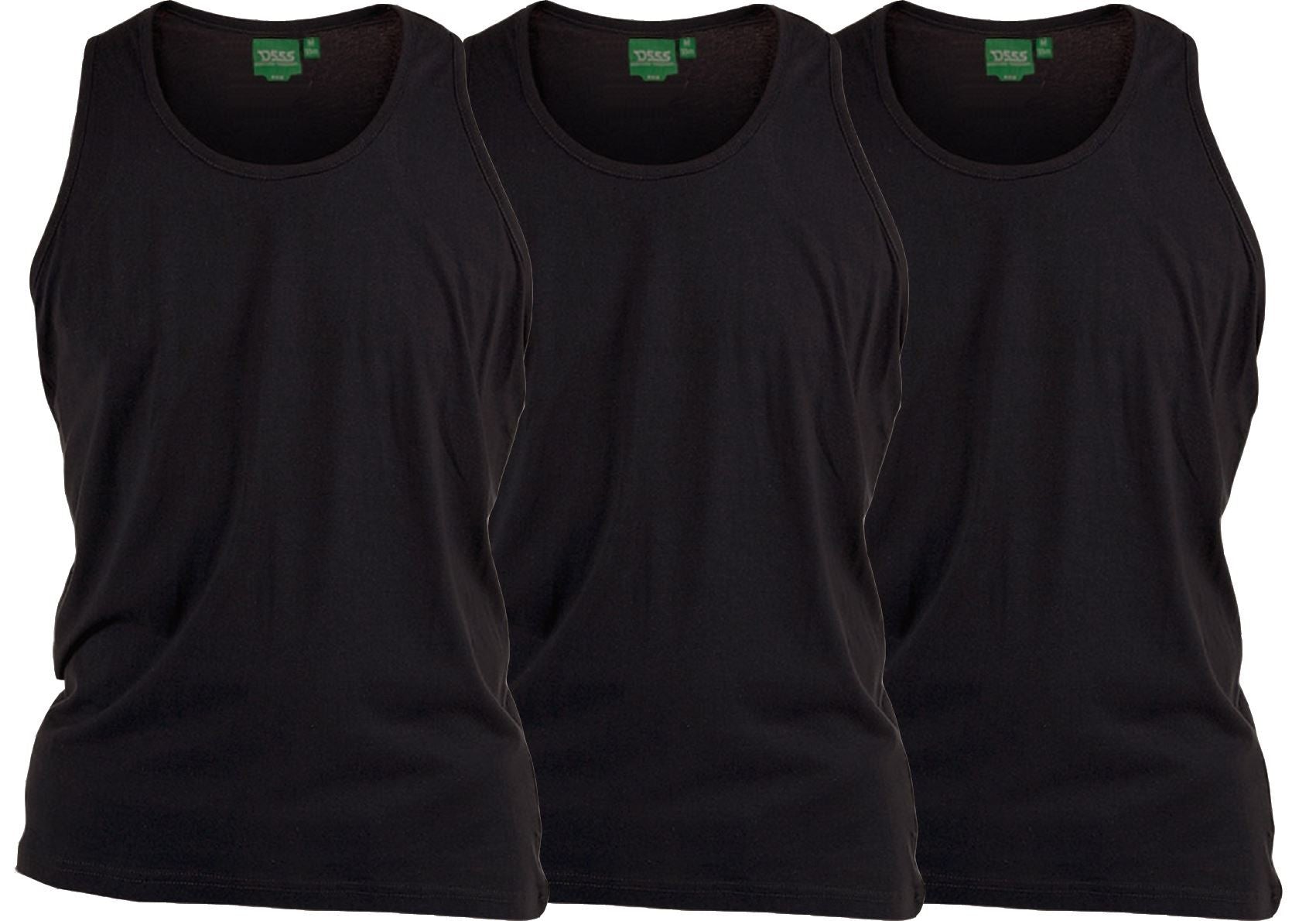 D555 Pure Cotton Long Length 3 Pack Muscle Vests Size Medium to XXL