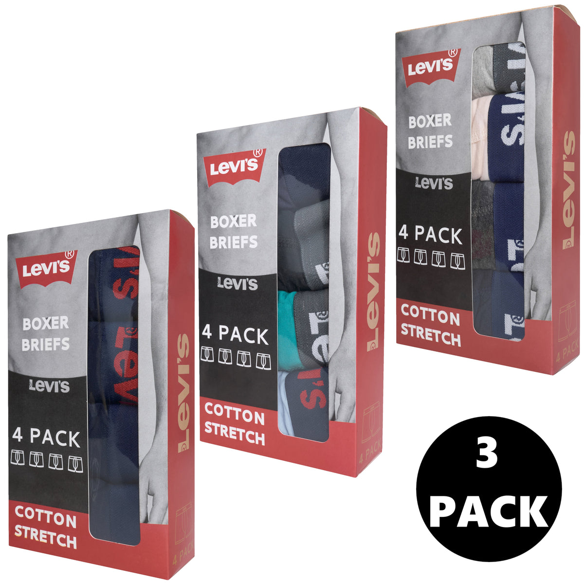 Levi's Men's Boxer Briefs | Cotton Stretch Multipack | 4, 8 or 12 Pack
