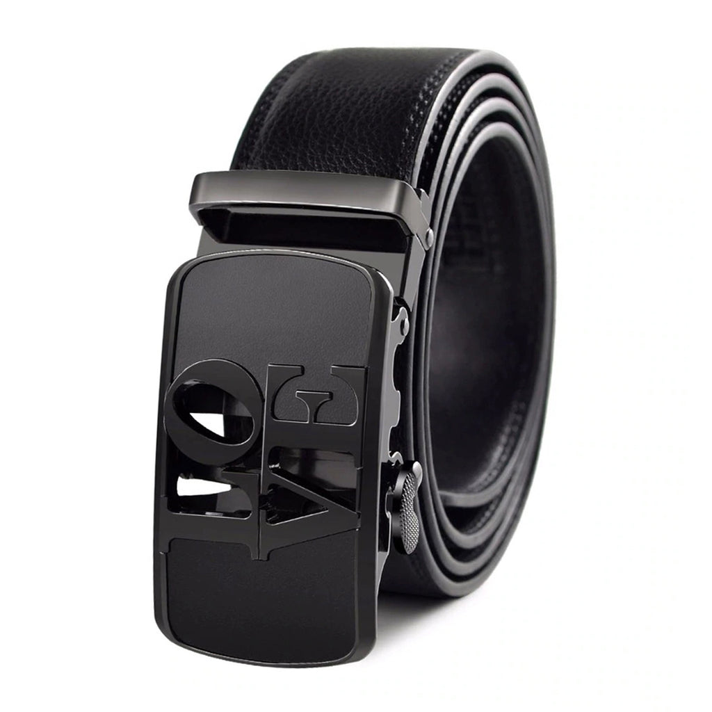 QHA Womens Love Ratchet Leather Belt Designer Casual Automatic Buckle 35mm Wide Q61
