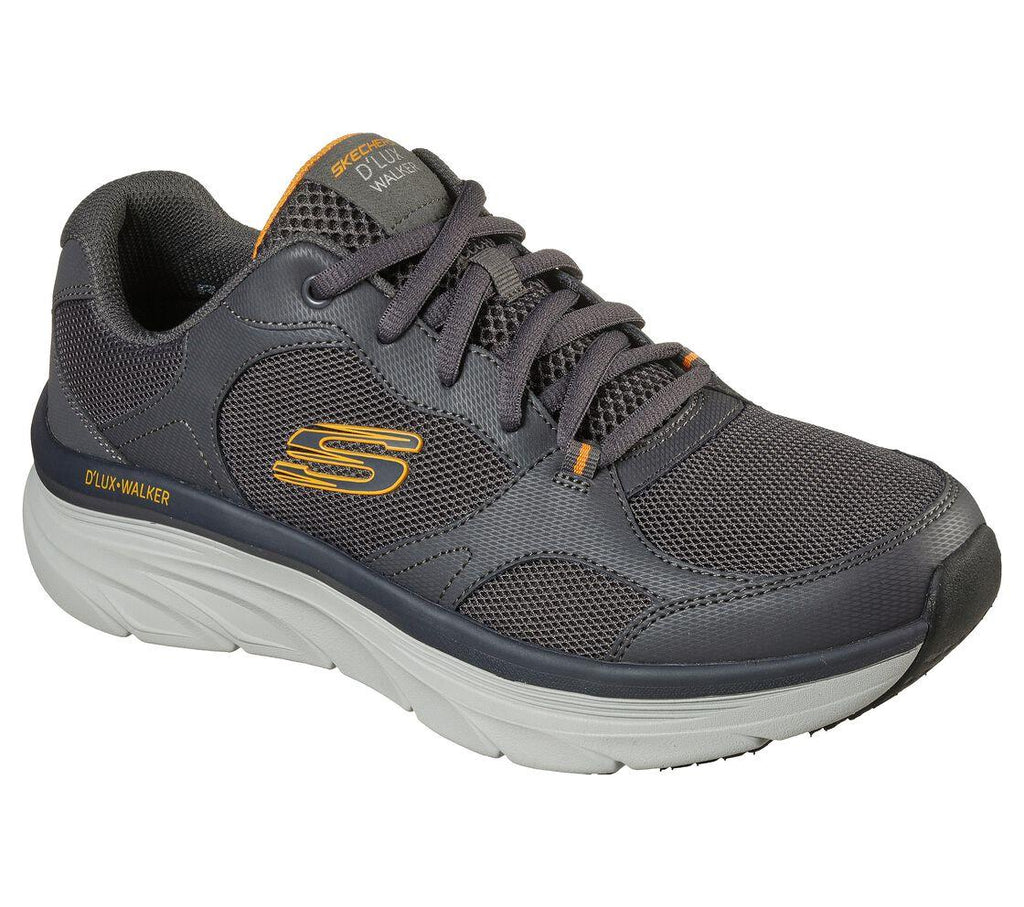 Skechers Men's Relaxed Fit D'Lux Walker - Mainstream in Charcoal/Orange Size UK6  to UK13