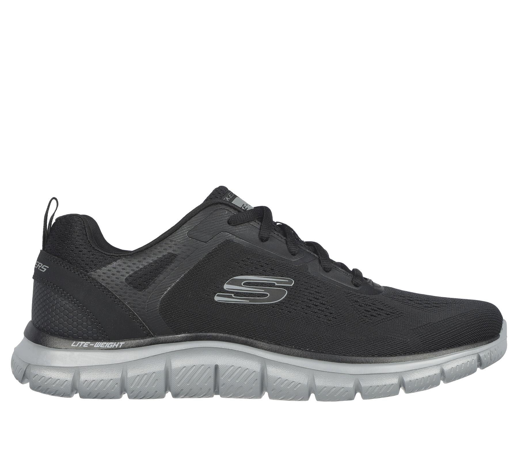 Skechers Men's Track - Broader Running Shoes in Black/Charcoal, Sizes 5.5 to 10.5