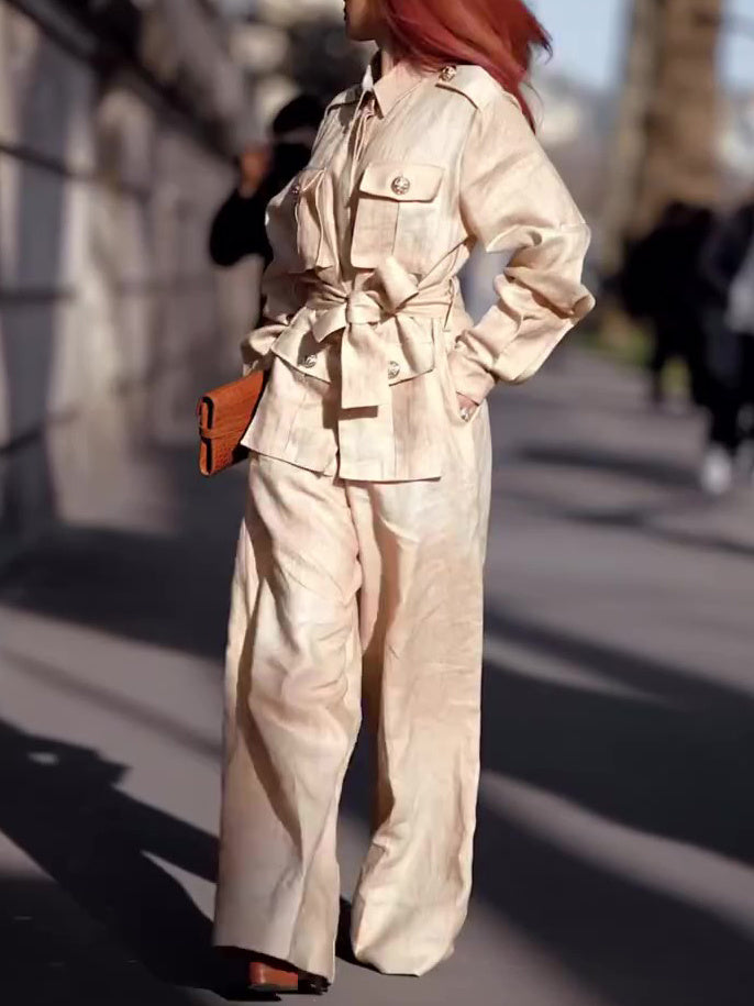 Elegant 2-pieces Belted Modest Suit