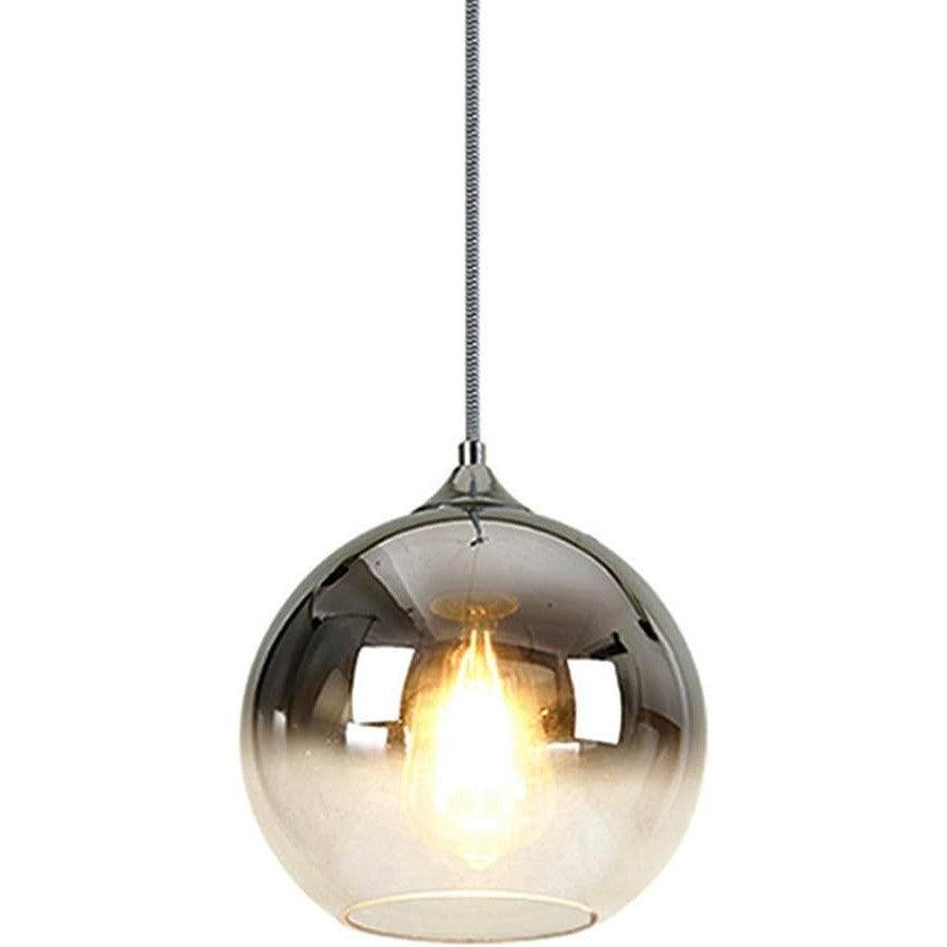 Glass Pendant Light 25cm Silver Smoke Globe Shade E27 140cm Cord
