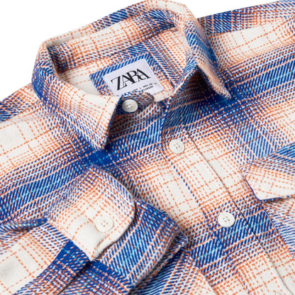 Ex-Chain Store Men's Brushed Cotton Check Overshirt | Long Sleeve Regular Fit | S-2XL