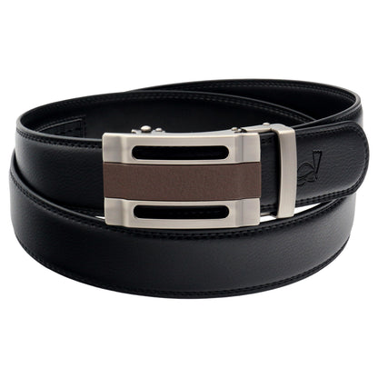 QHA Men's Ratchet Leather Belt Automatic Buckle 35mm Holeless Q33