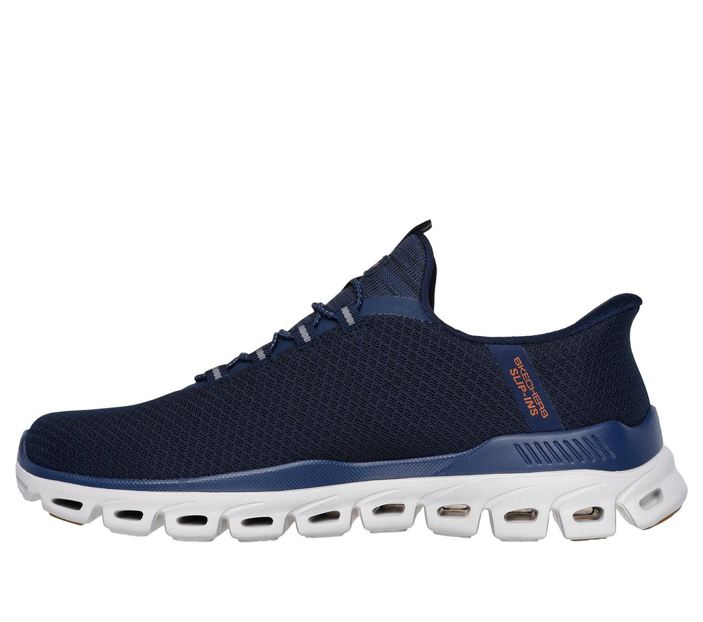 Skechers Slip On Sneaker Shoe For Men Glide-Step Noxus Slip-Ins Stretch Lace in Navy, 5.5-13