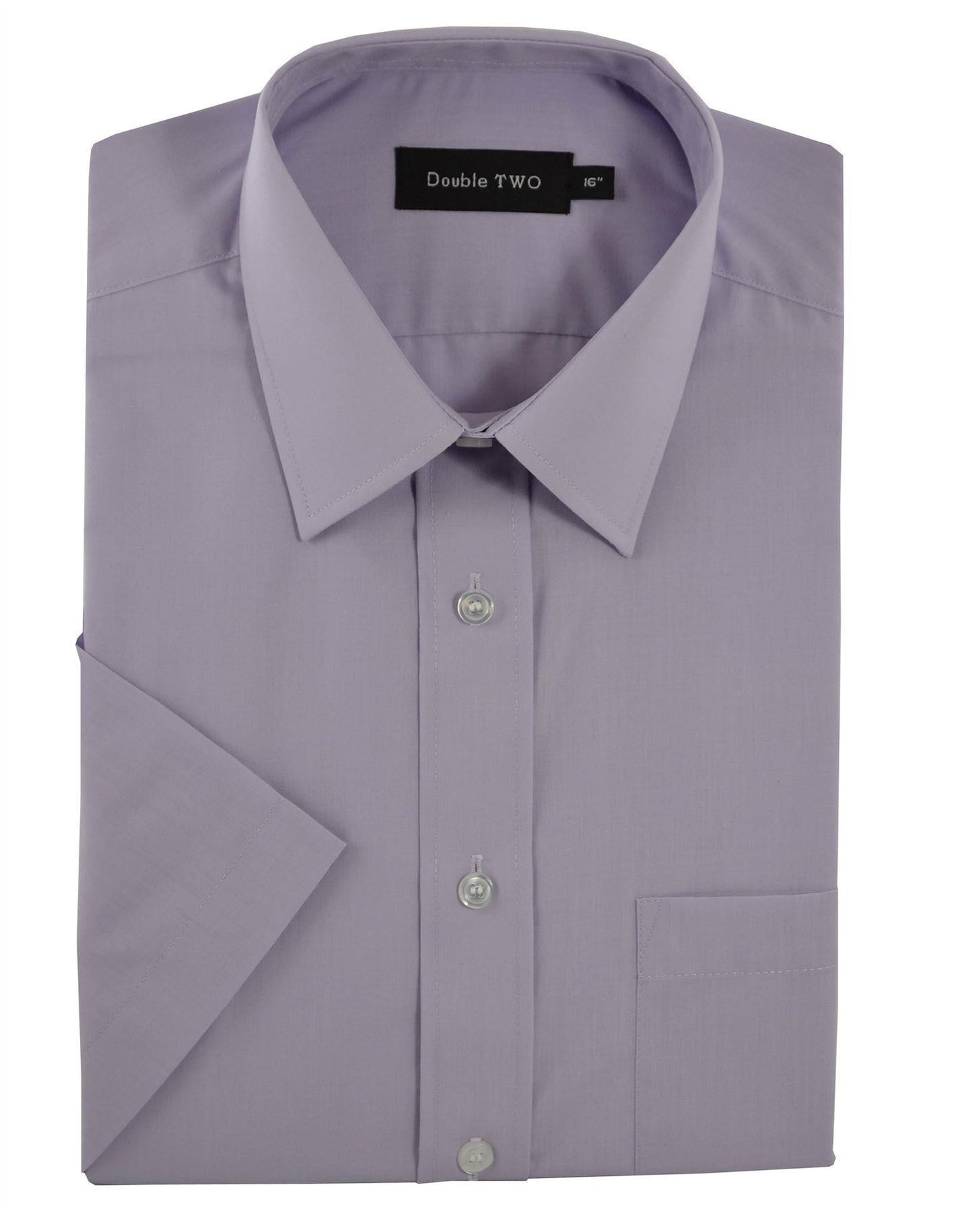 Purple dress shirt with short sleeves on a white background