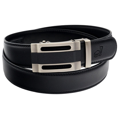 QHA Men's Ratchet Leather Belt Automatic Buckle 35mm Holeless Q33