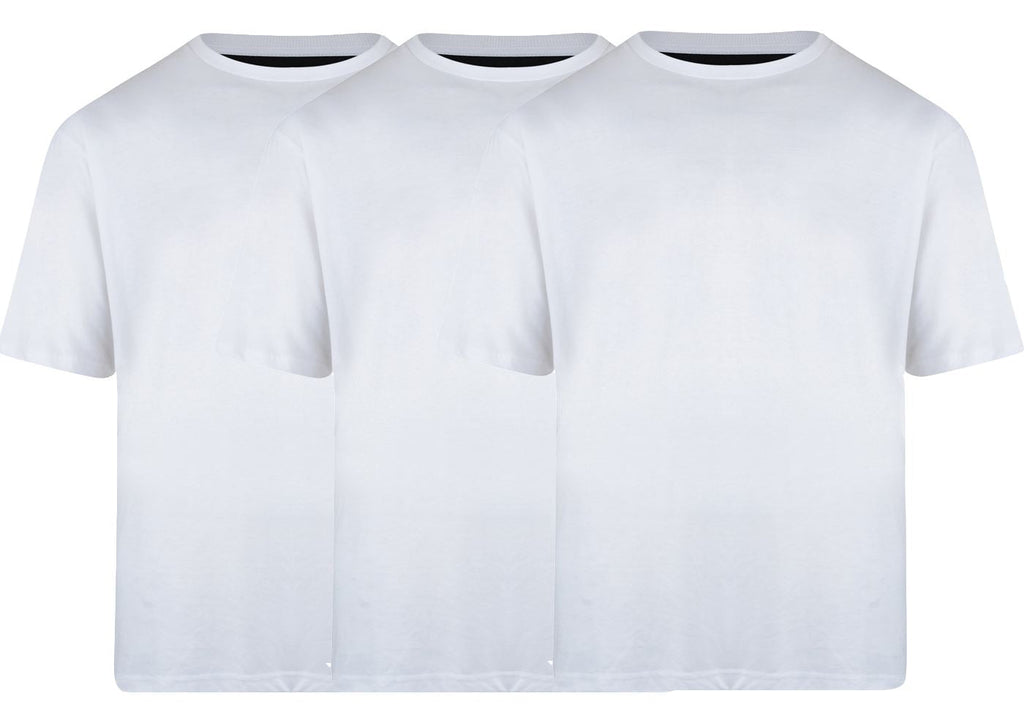 KAM Mens Plus Size Plain 3 Pack Cotton Tee Shirts Available uptp size 8XL