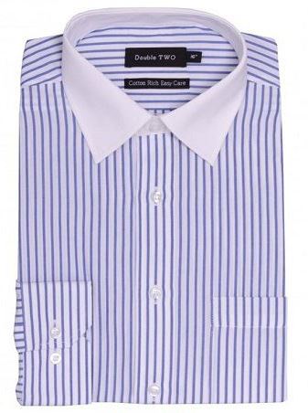 DOUBLE TWO COTTON RICH STRIPED LONG SLEEVED FORMAL SHIRT WITH CONTRAST COLLAR SIZE 18" TO 23"