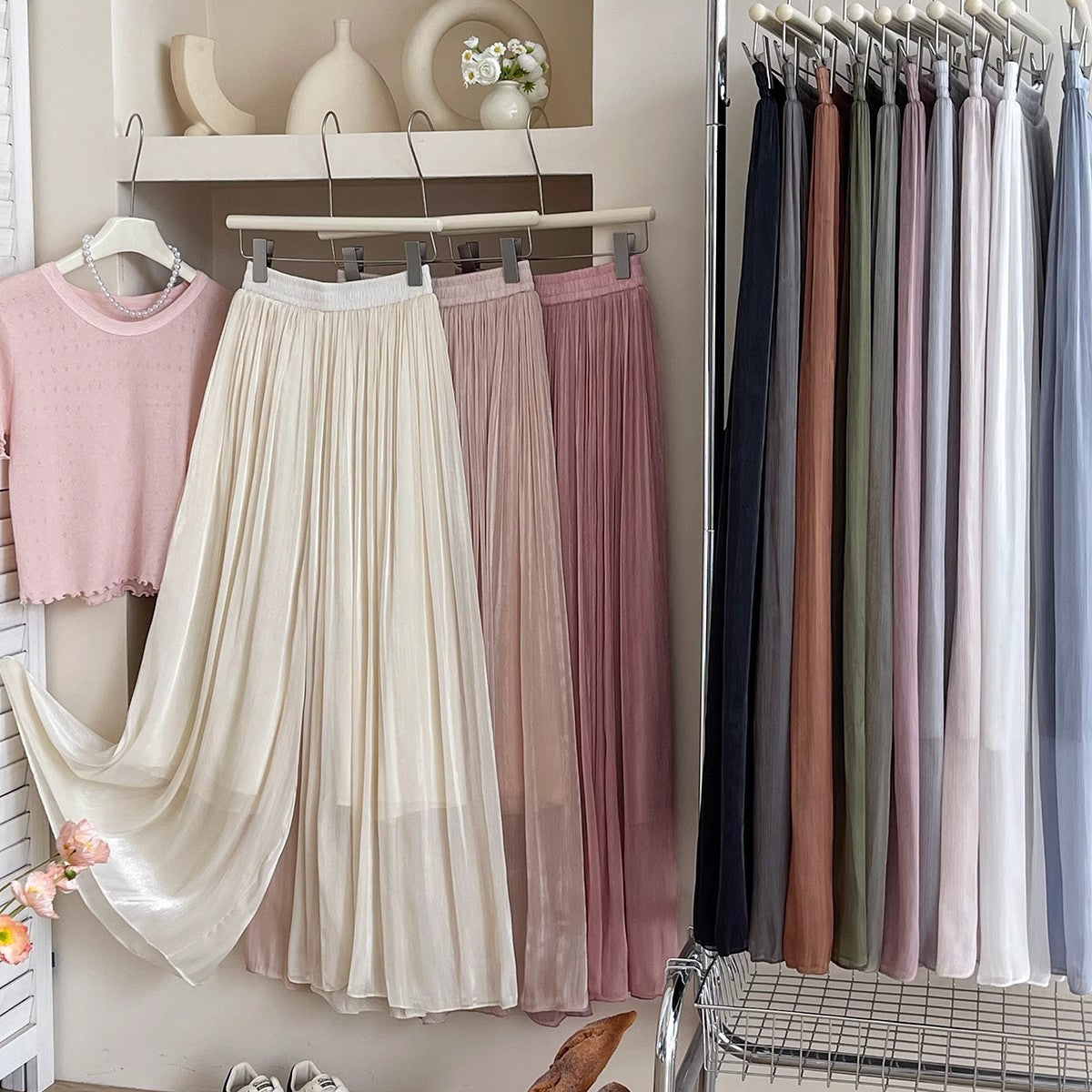 Women’s Elegant Ice Silk High Waist Long Pants