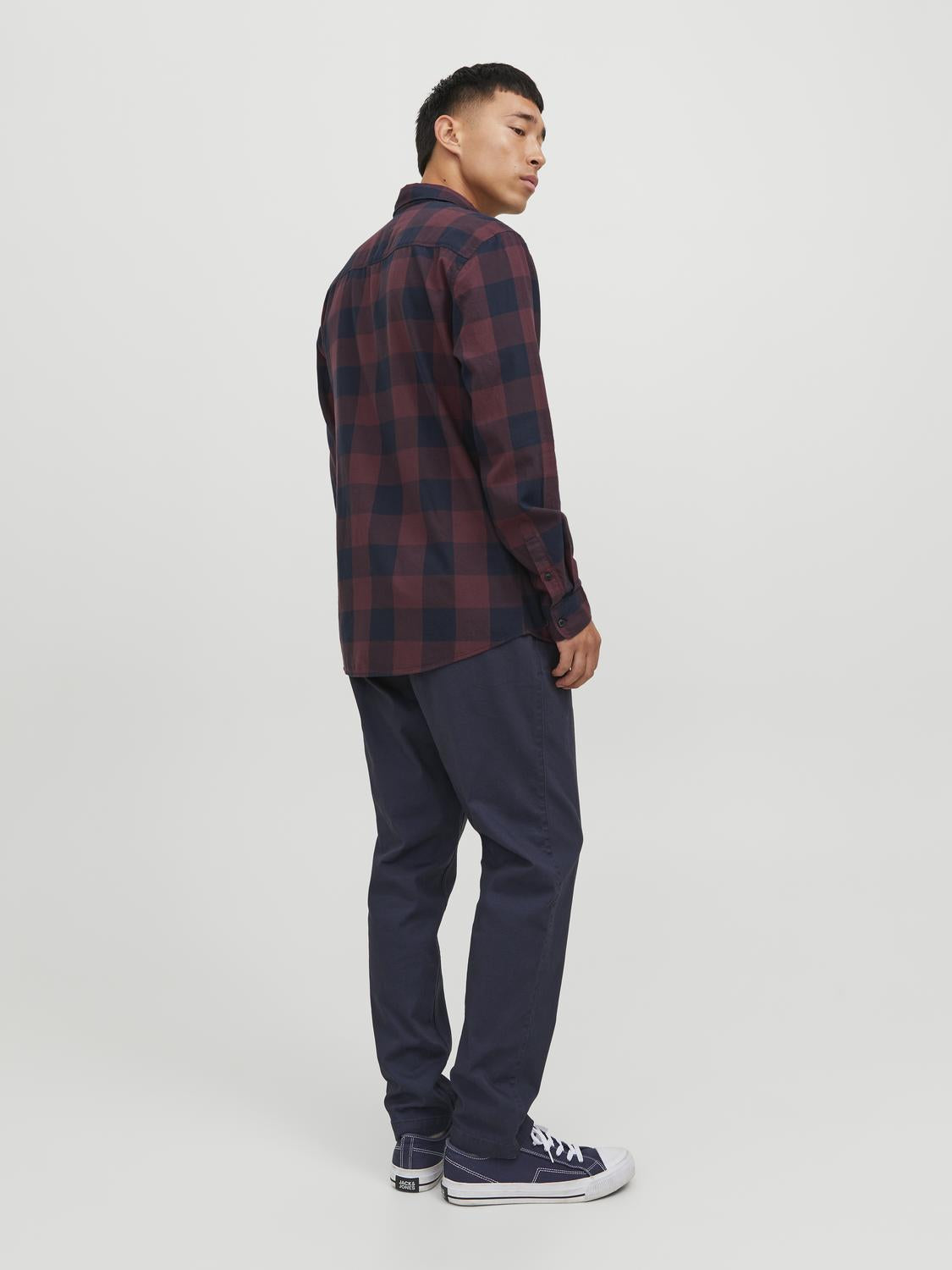 Jack & Jones Twill Checked Shirt With Long Sleeves For Men (JJEGINGHAM) in 5 Colours, L-XL