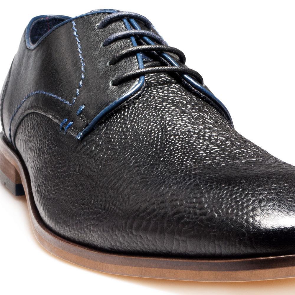 Paul O Donnell Mens Premium Embossed Leather Black Lace Up Shoes (Chicago)