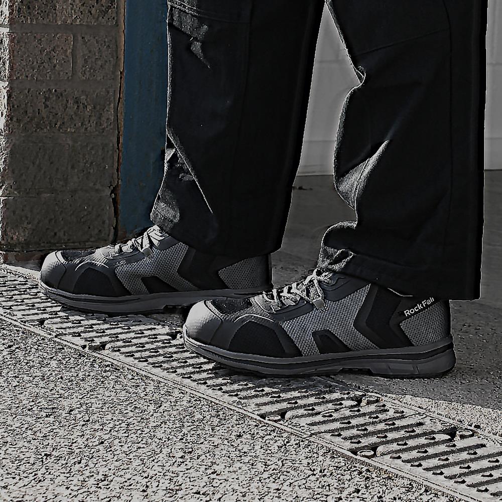 Rockfall Mens Wide (EE) Fit Lightweight Protective Toe Cap Safety Trainers (Mercury)