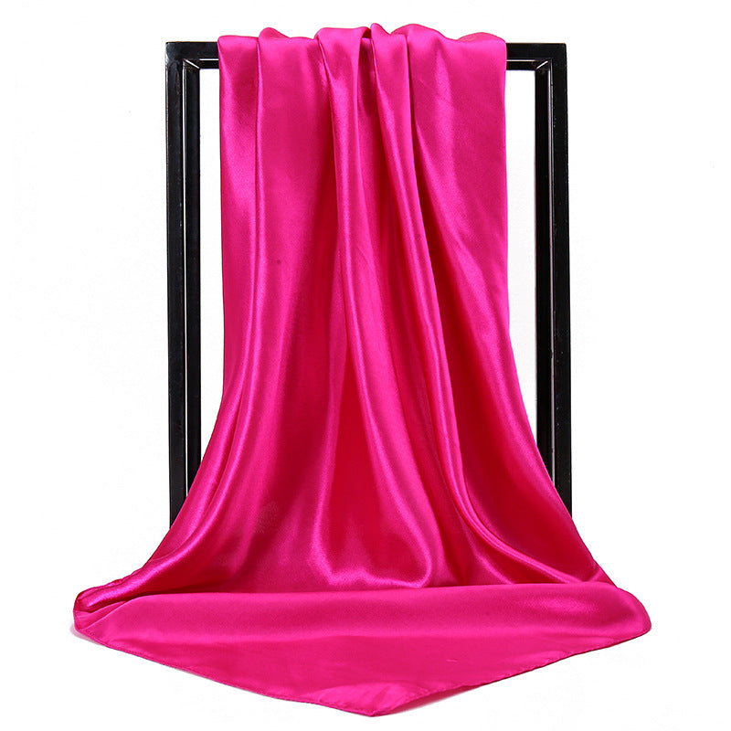 Ladies' Solid Colour Silk Satin Square Scarf, 90/90cm Headscarf, Flight Attendants' Neckerchiefs