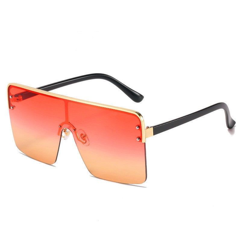 Fashion Big Frame Trend Metal Gradient Color All-in-one Sunglasses