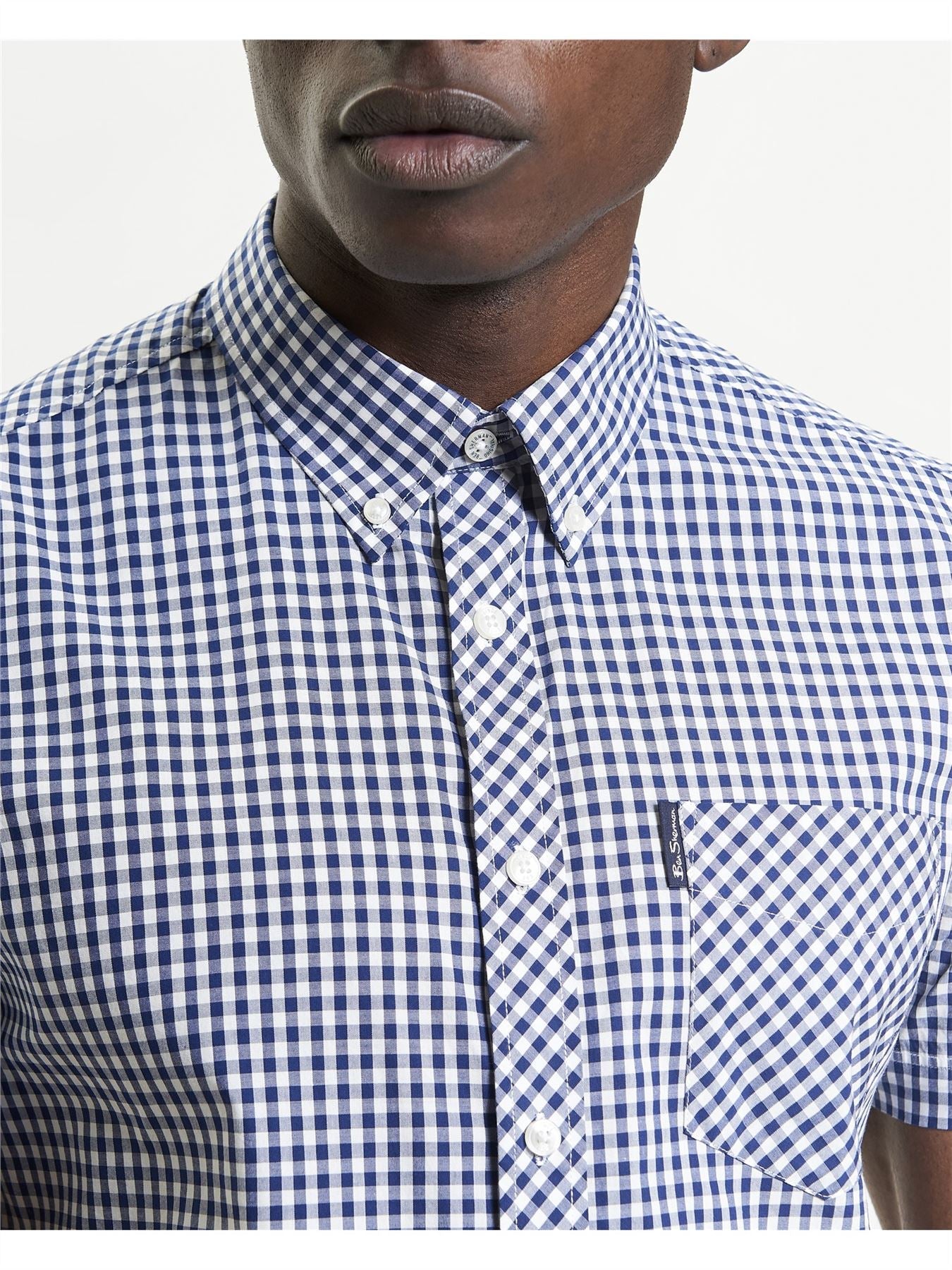 Ben Sherman Signature Gingham Check Short Sleeve Shirt For Men in Dark Blue, 2XL-5XL