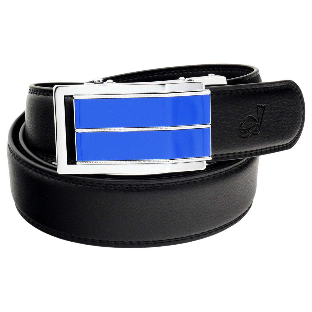 QHA Mens 35mm Split Leather Ratchet Belt, Automatic Sliding Buckle Q44