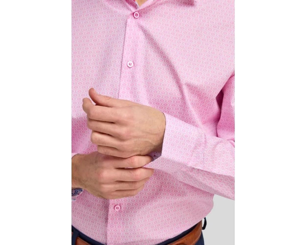 Double Two Moroccan Print Long Sleeve Shirt For Men's in 2 Colours, 15" to 18" Sizes