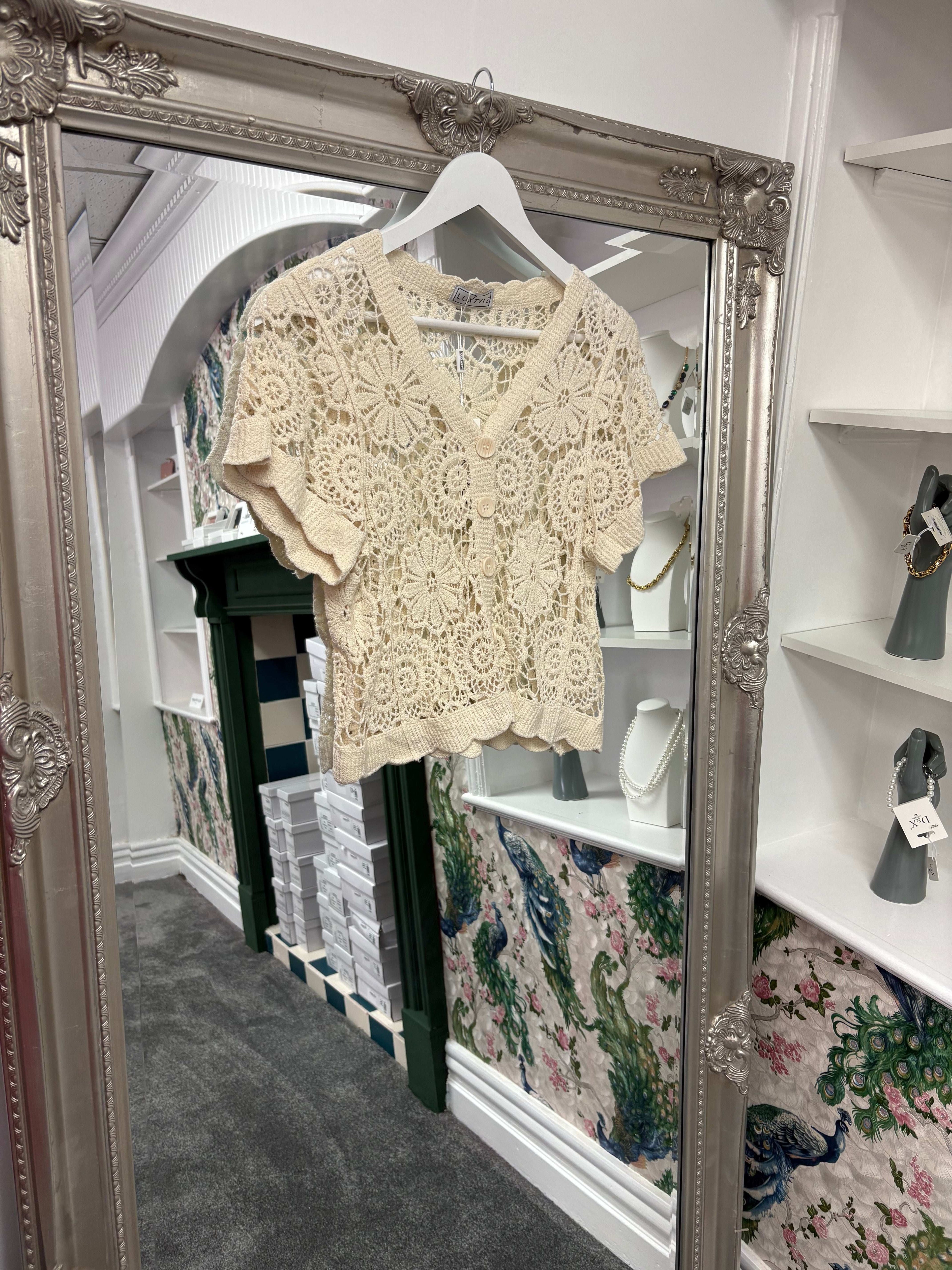 Cream Crochet Cardigan – Luxtyle One Size Fits UK 8–14 | Summer Layering