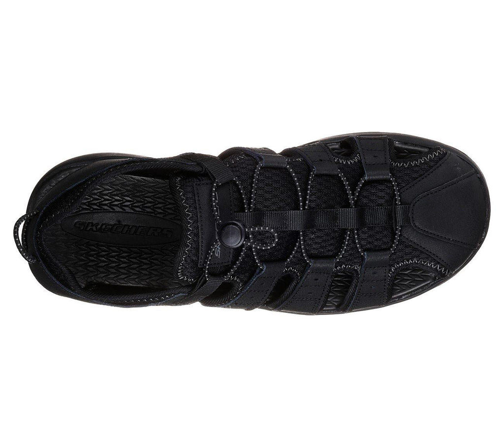 SKECHERS Men's Melbo-Journeyman Comfort Fisherman Sandal in Black