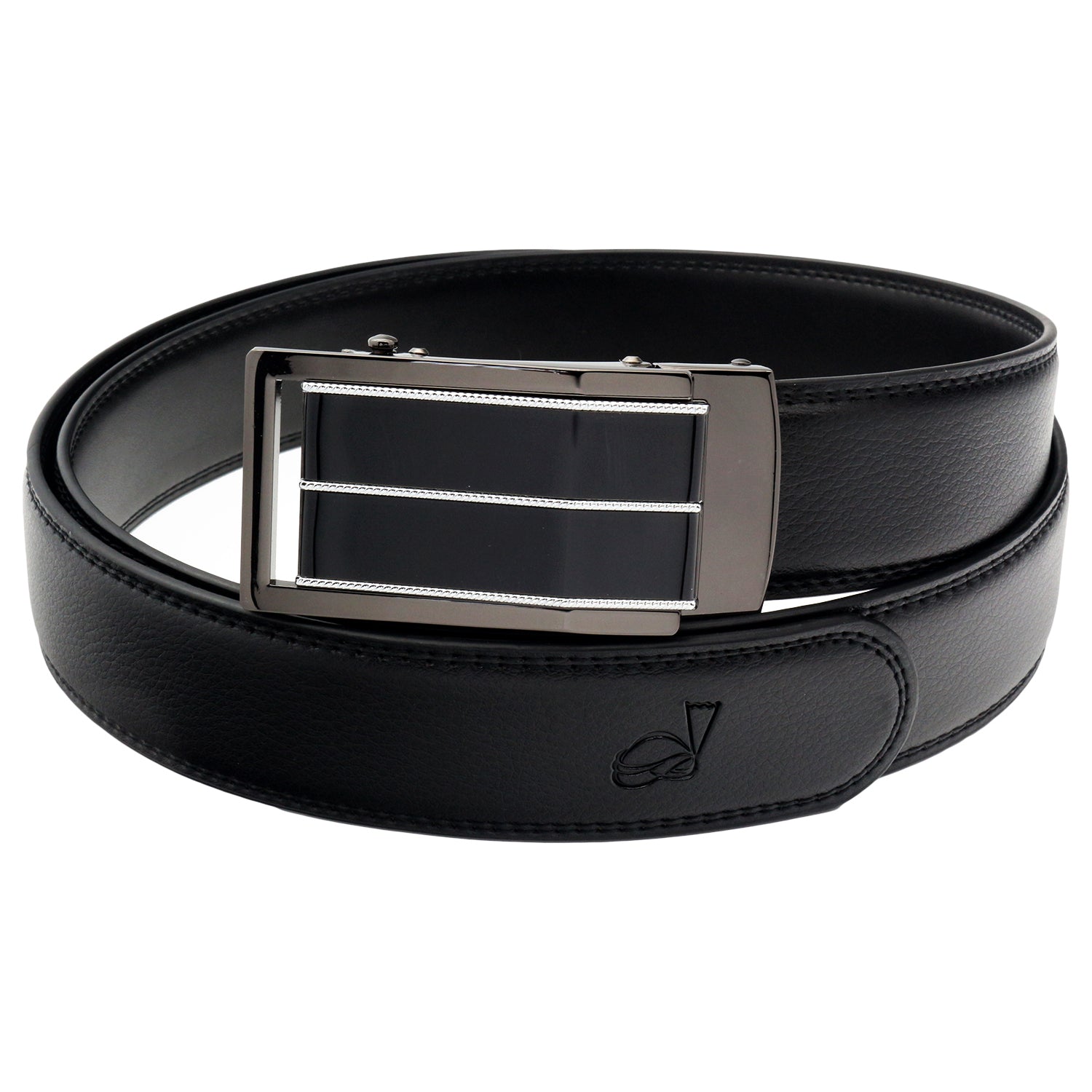 QHA Mens Ratchet Leather Belt Automatic Buckle 35mm Wide Q44
