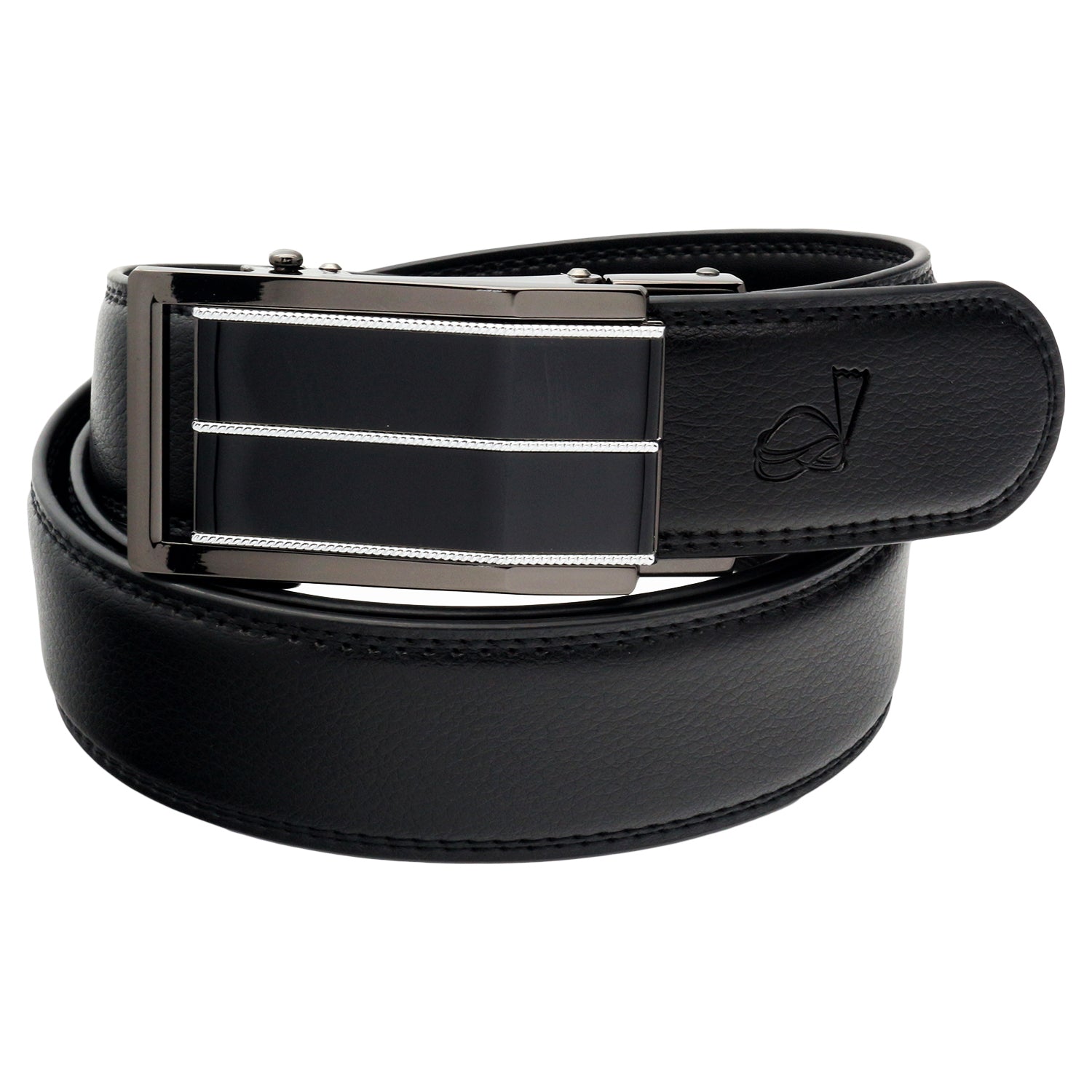 QHA Mens Ratchet Leather Belt Automatic Buckle 35mm Wide Q44