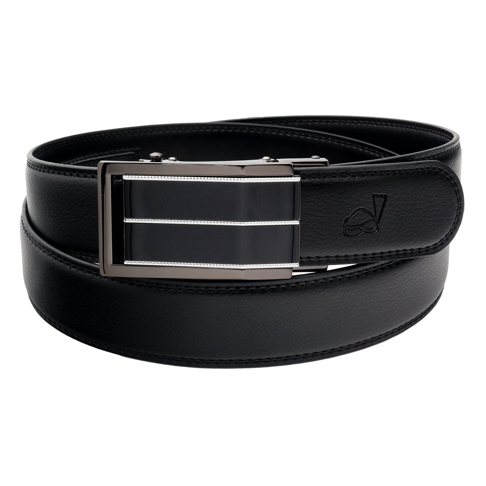QHA Mens Ratchet Leather Belt Automatic Buckle 35mm Wide Q44