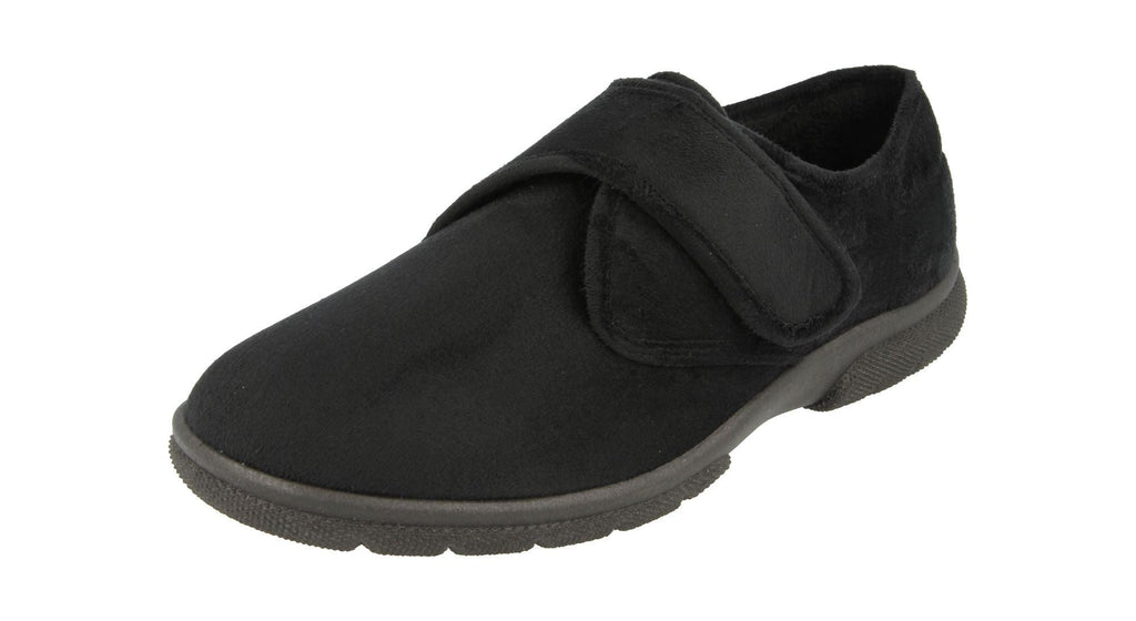 DB's V Fit Single Strap Velcro Touch House Shoes in Black (V Fit) In Size UK7 to UK12