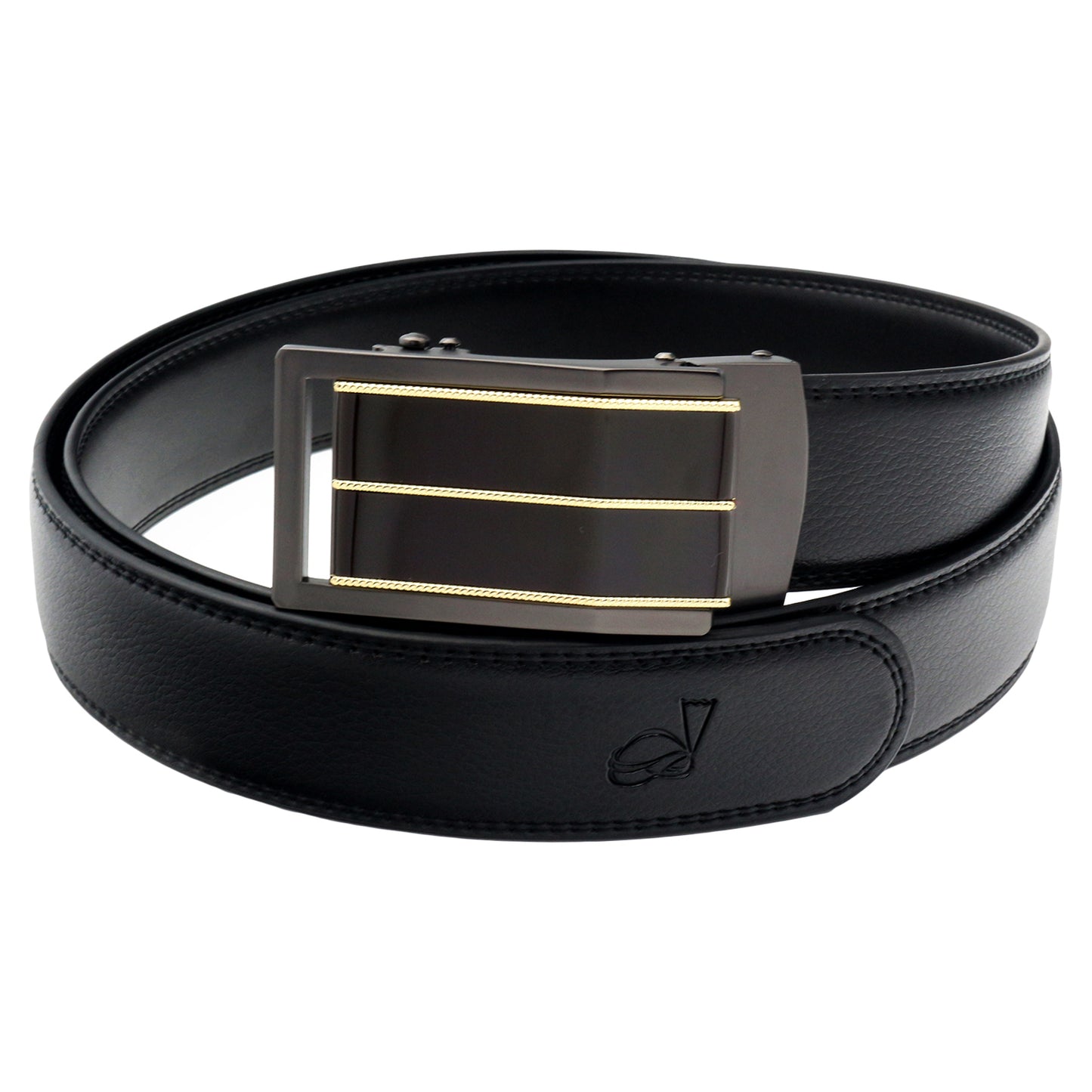 QHA Mens Ratchet Leather Belt Automatic Buckle 35mm Wide Q44
