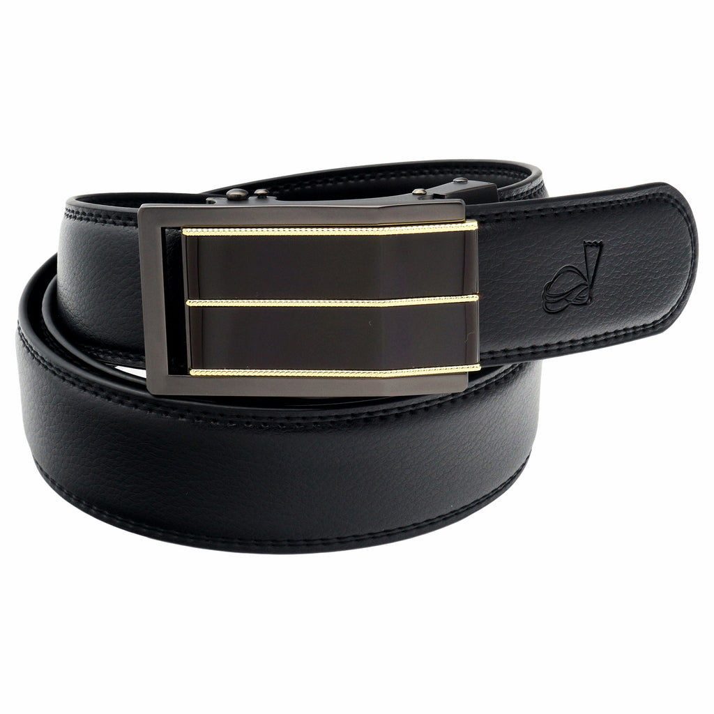 QHA Mens 35mm Split Leather Ratchet Belt, Automatic Sliding Buckle Q44