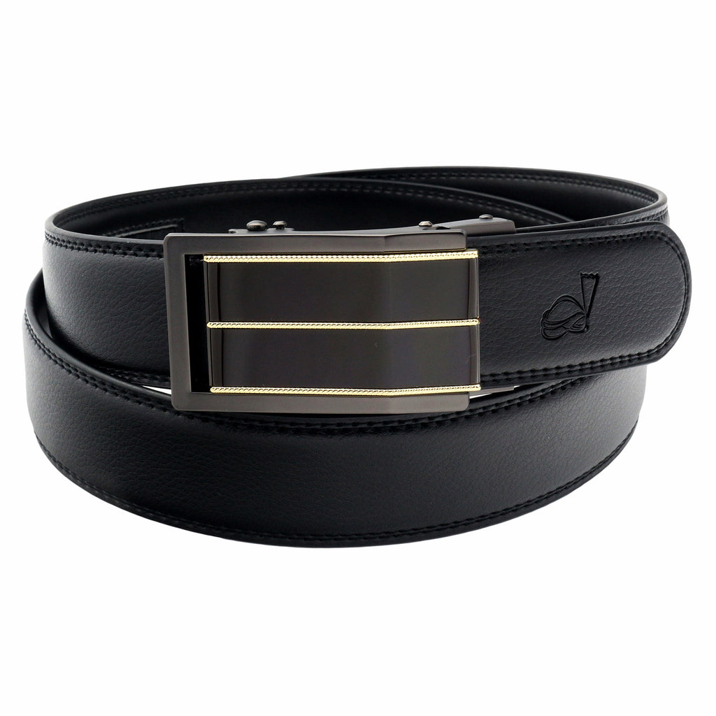 QHA Mens Ratchet Leather Belt Automatic Buckle 35mm Wide Q44