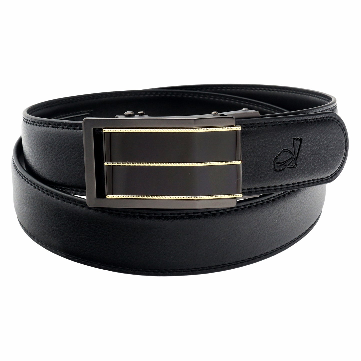 QHA Mens Ratchet Leather Belt Automatic Buckle 35mm Wide Q44