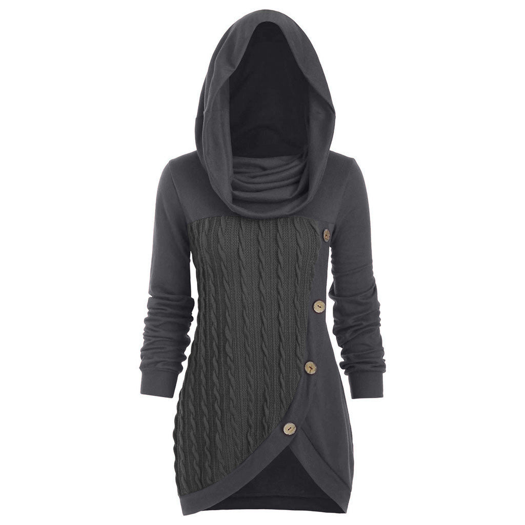 Pile pile collar hooded sweater