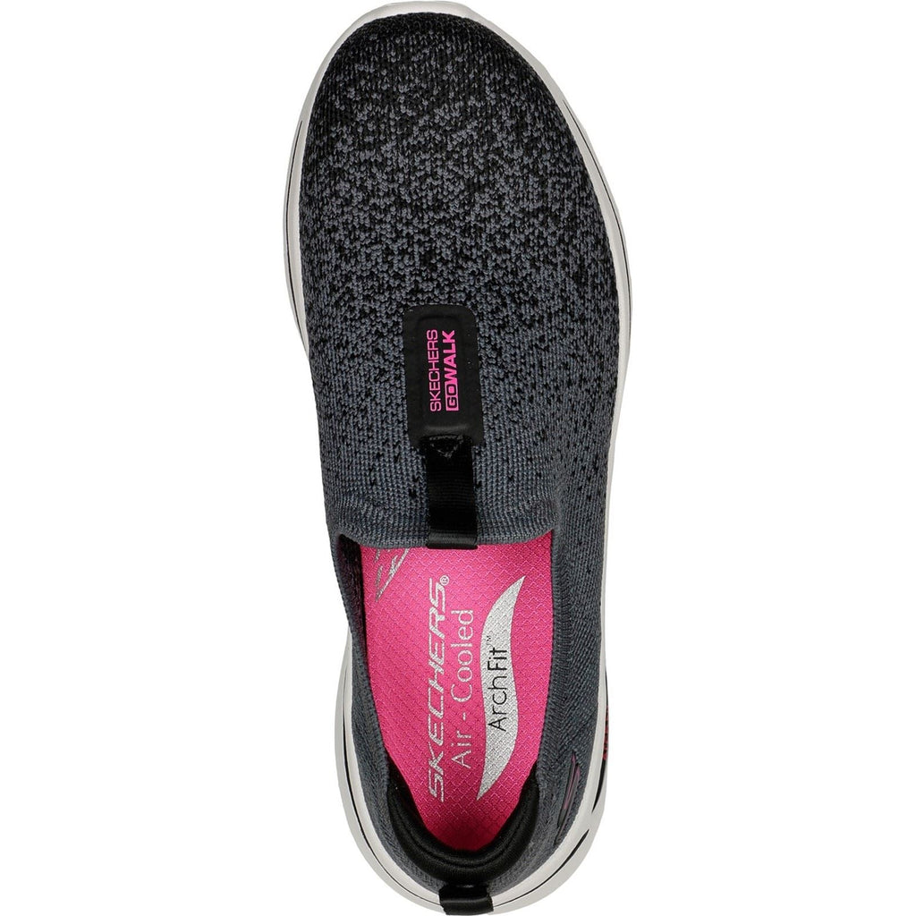 Skechers (GAR124873) Women's Go Walk Arch Fit Lunar Views Trainers in Black /Hot pink 3 to 8
