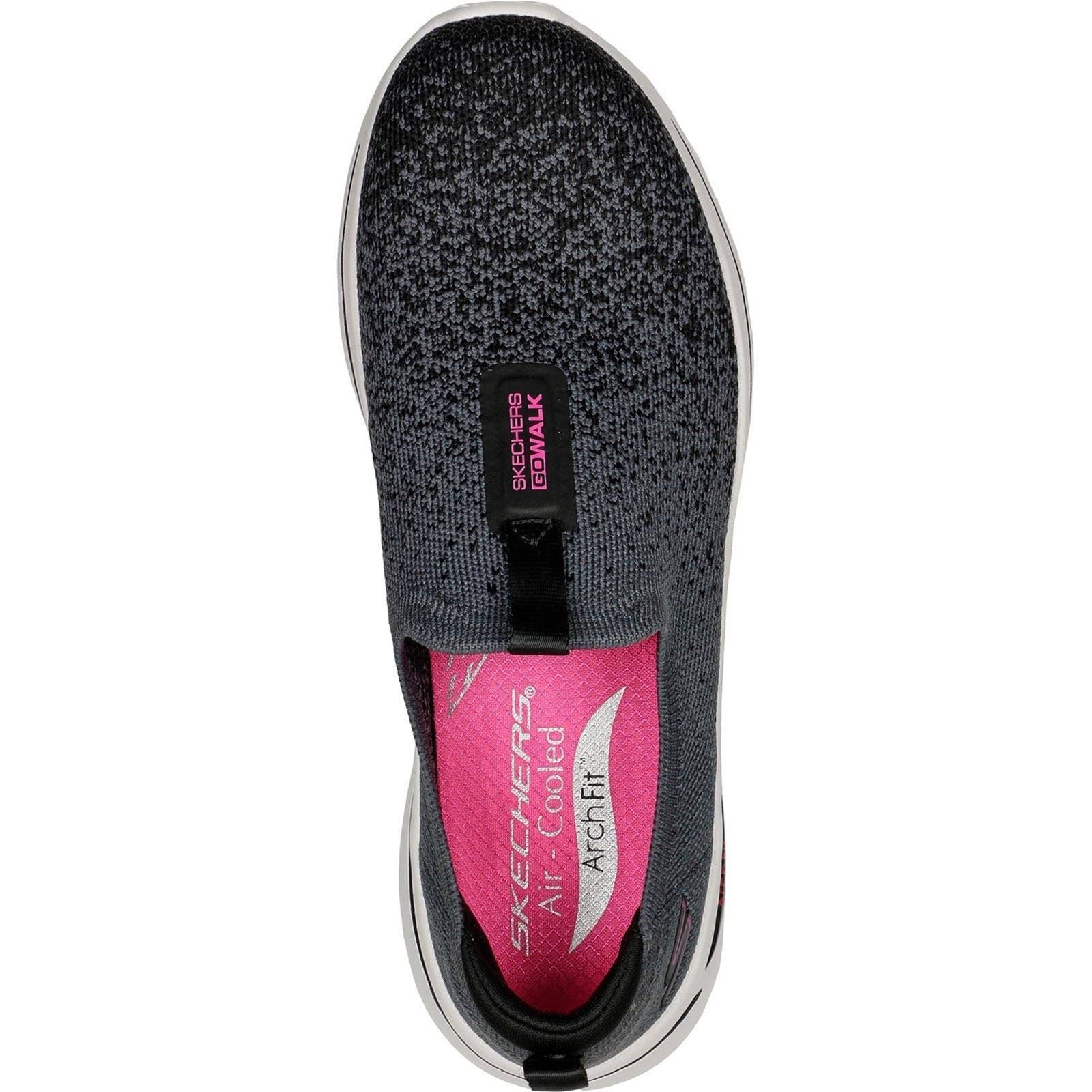 Skechers (GAR124873) Women's Go Walk Arch Fit Lunar Views Trainers in Black /Hot pink 3 to 8