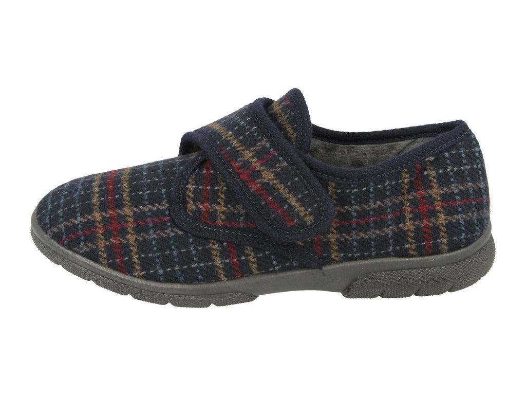 Men'S Slippers / House Shoes (Tartan)2V Wide Fit By Db Shoes in Navy