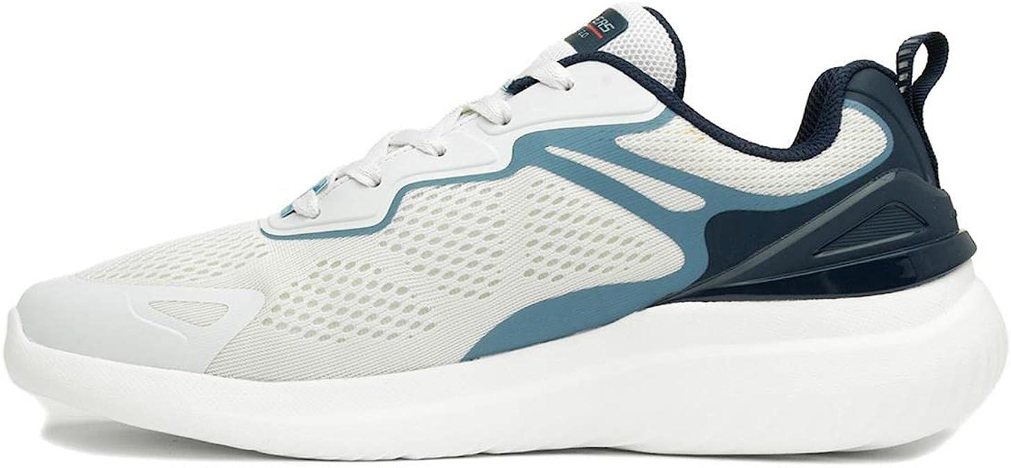 Skechers (232674) Men's Bounder 2.0 - Andal Lace-Up Athletic Style Shoes in White/Navy 8 to 13