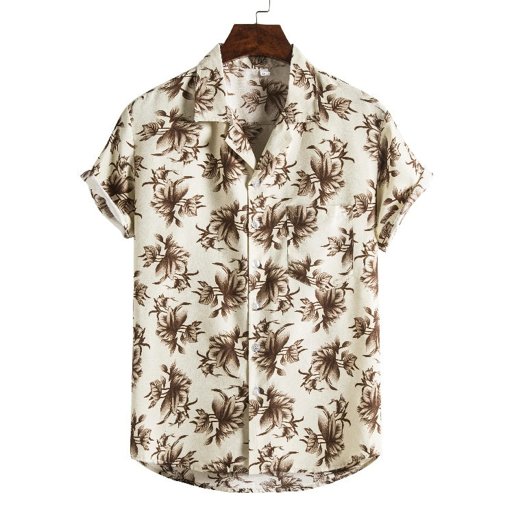 Men’s Short Sleeve Printed Beach Shirt – Casual Summer Hawaiian Tee