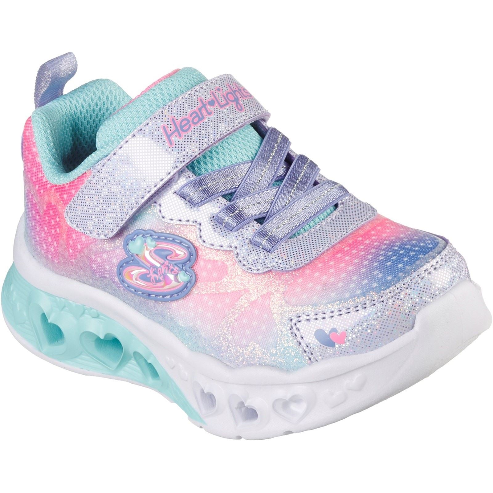 Skechers (GAR302315N) Childrens Sports Flutter Heart Lights Simply Love Shoes in UK 4 to 9