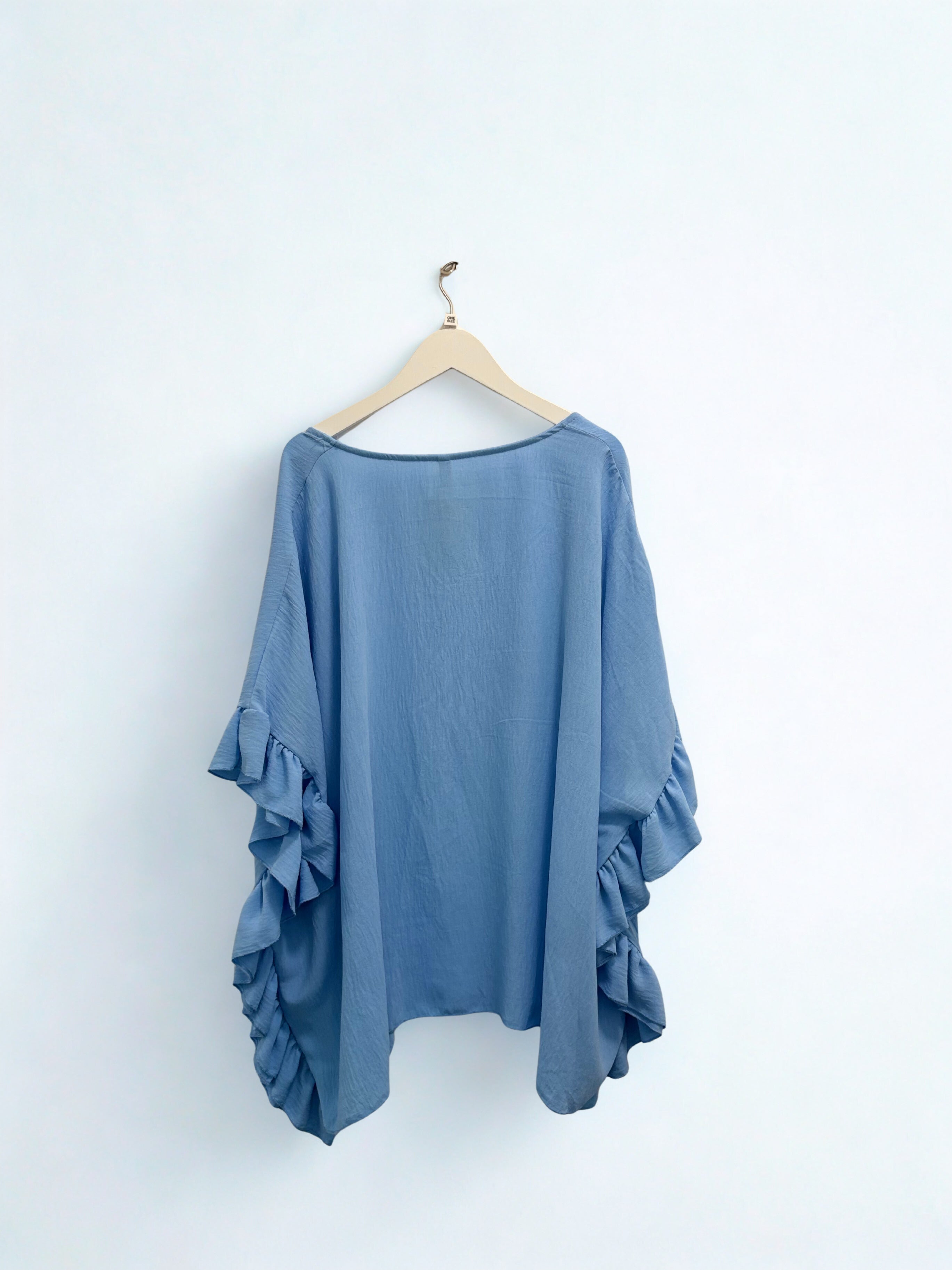 Women’s Ruffle Sleeve Kimono Cardigan | Lightweight Layering Jacket | One Size Fits 8–24/26
