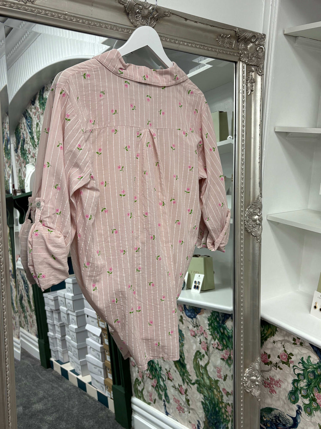 Luxtyle Flower and Stripe Longsleeve Shirt One Size 8-18