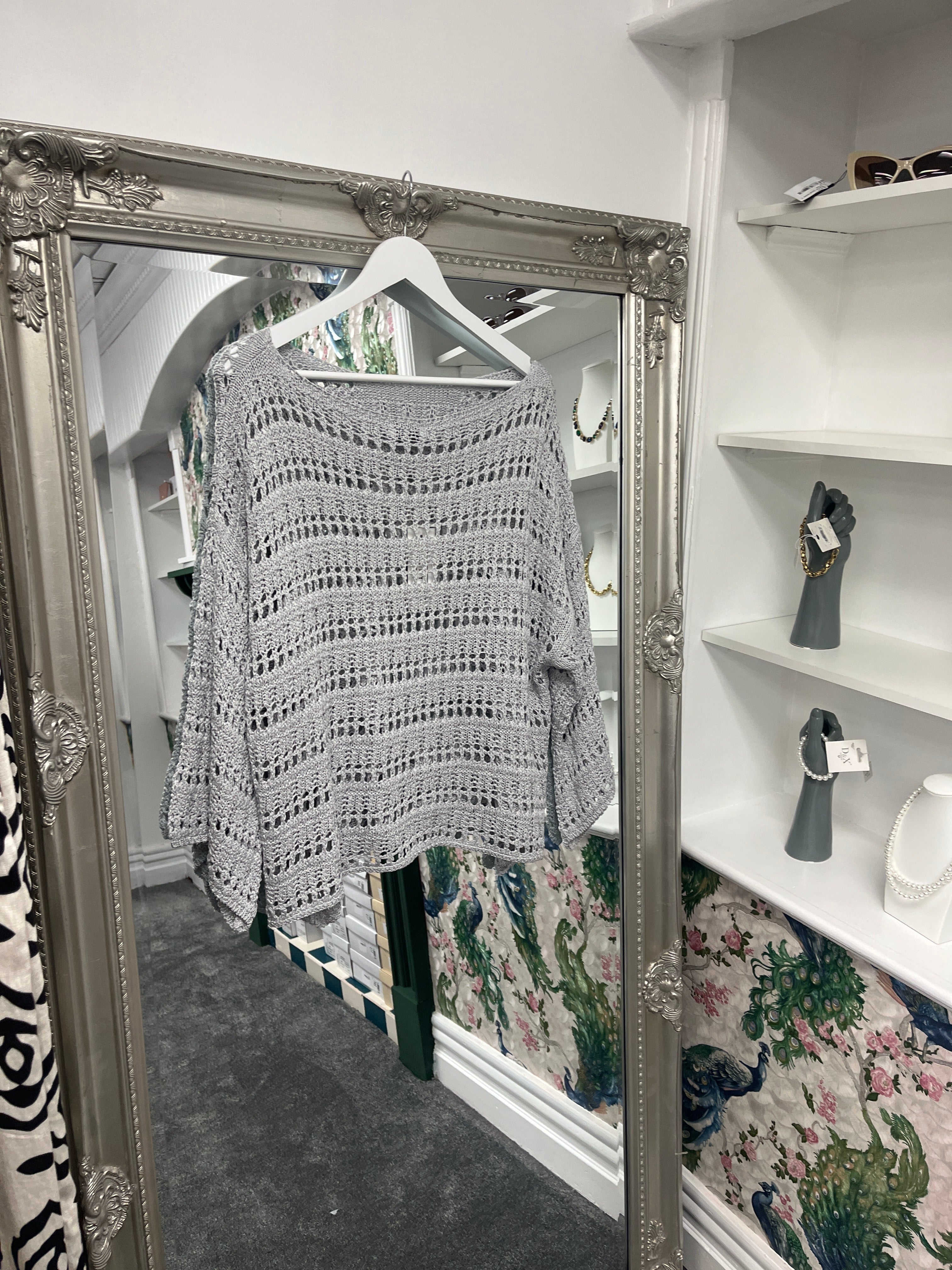 Crochet Top Grey One Size Fits 8-18