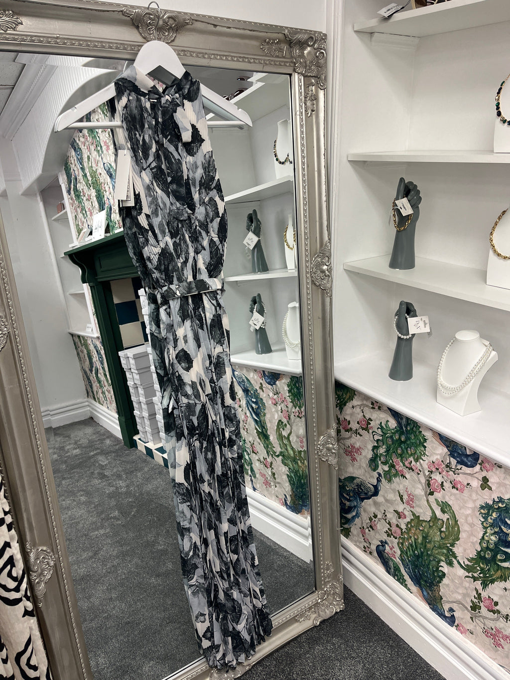 Black Floral Pleated Jumpsuit | One Size Women’s Jumpsuit Fits 8-10