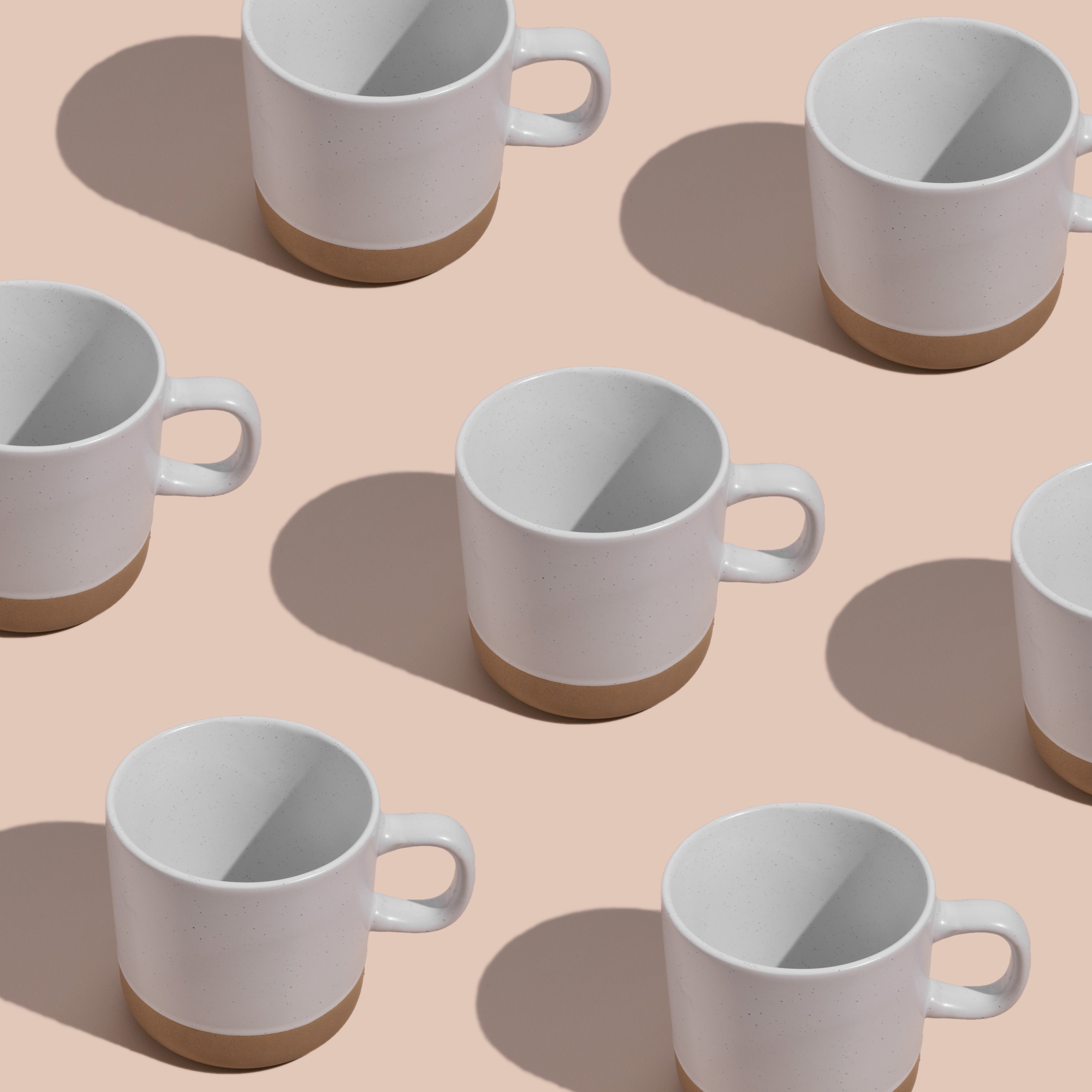 Ceramic Coffee Mug White Speckled Stoneware 355ml 4-Pack