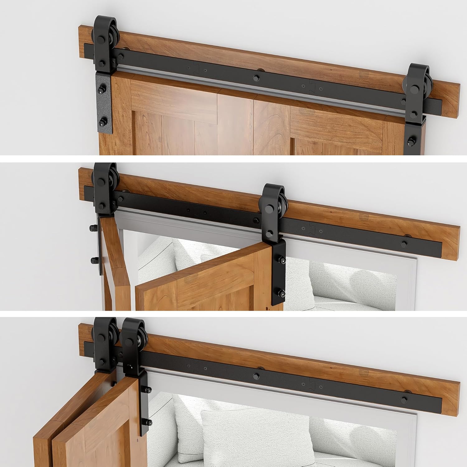 Bifold Sliding Barn Door Hardware Kit 3.3FT Double Closet Track SANKEYTEW
