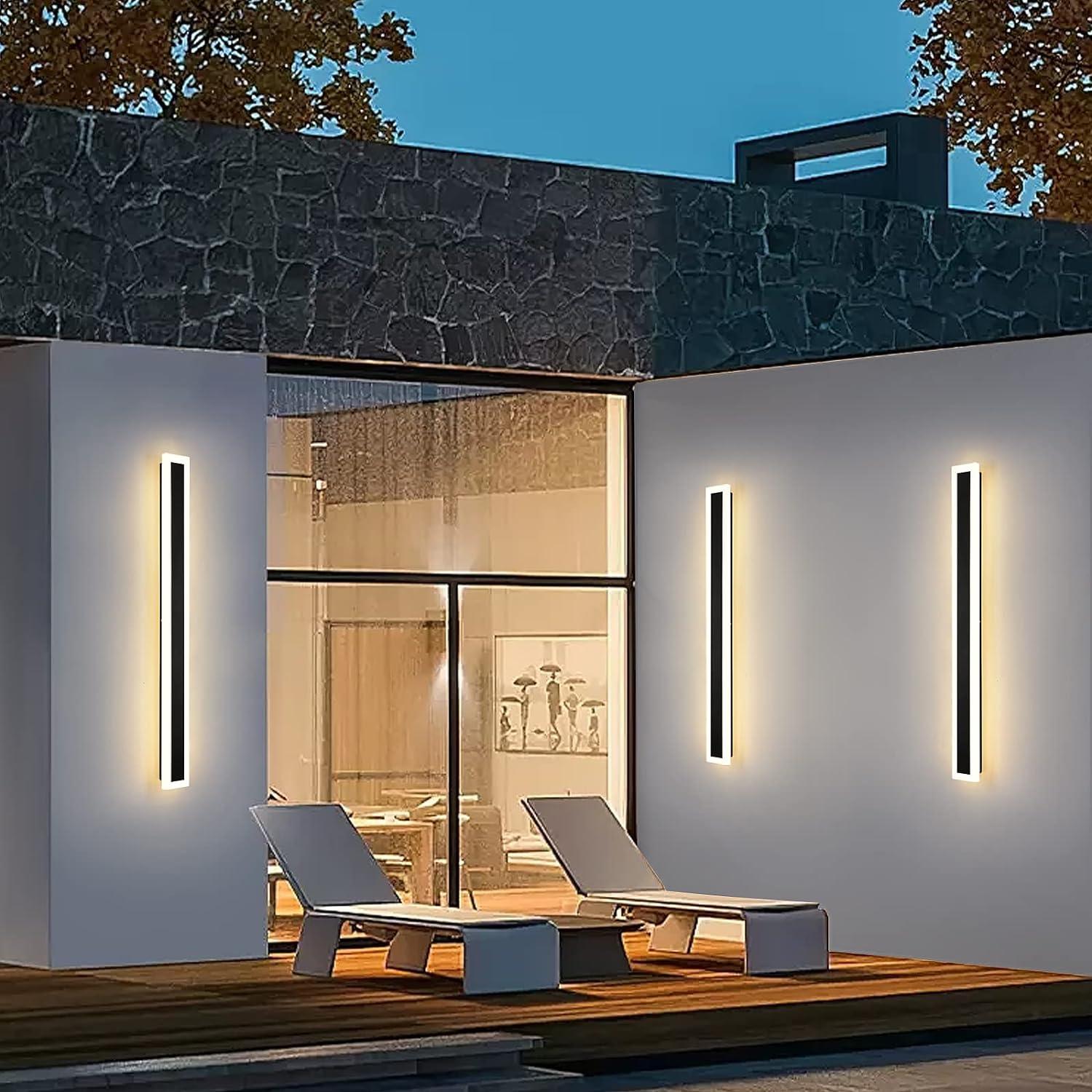 Modern Porch & Patio Wall Light 90CM | 18W Black Exterior Fixture | Waterproof