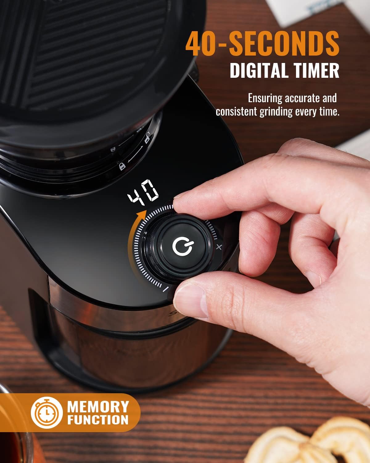 Coffee Grinder Burr Electric 25 Grind Settings with Digital Timer Black Shardor